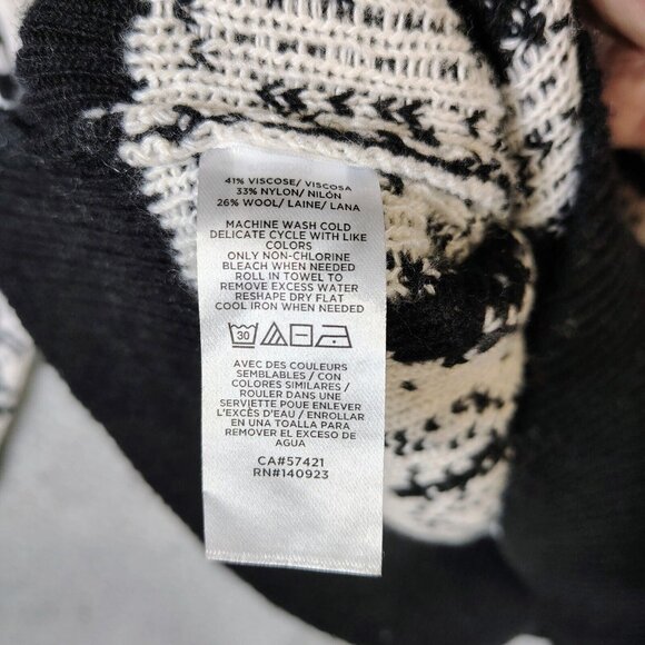 Loft Sweater Women XS Ivory Reindeer Wool Blend 1/4 Zip Balloon Sleeve Christmas - Picture 7 of 13